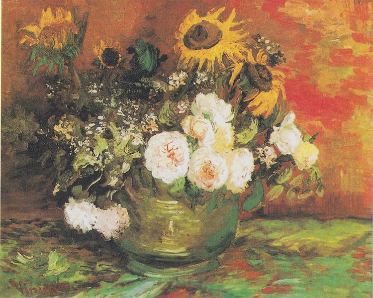 Vincent Van Gogh Bowl with Sunflowers Norge oil painting art